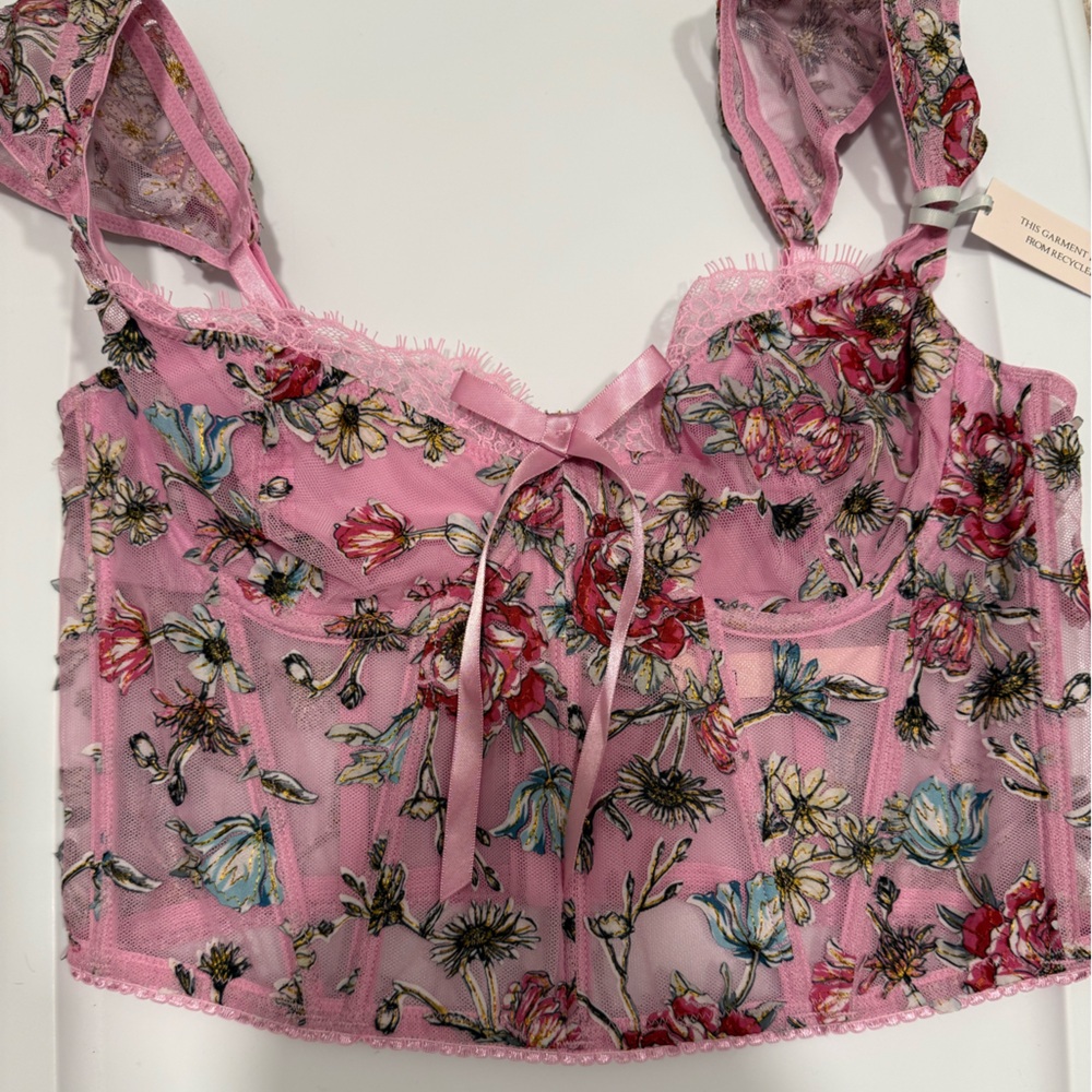 Victoria secret pink floral corset top New without